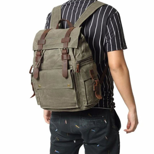 Waxed Canvas & Leather Travel Backpack