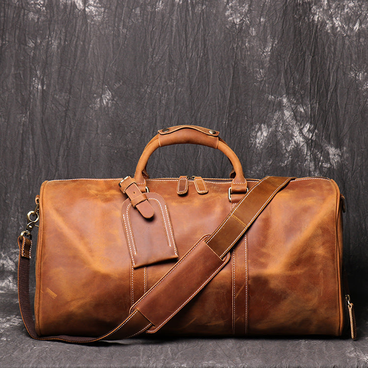 Full Grain Leather Duffel Bag with Shoe Compartment