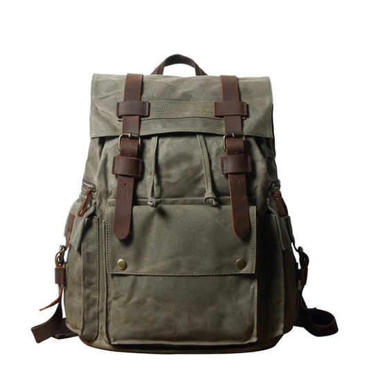 Waxed Canvas & Leather Travel Backpack