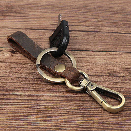 Full‑Grain Leather Keychain – Classic Loop
