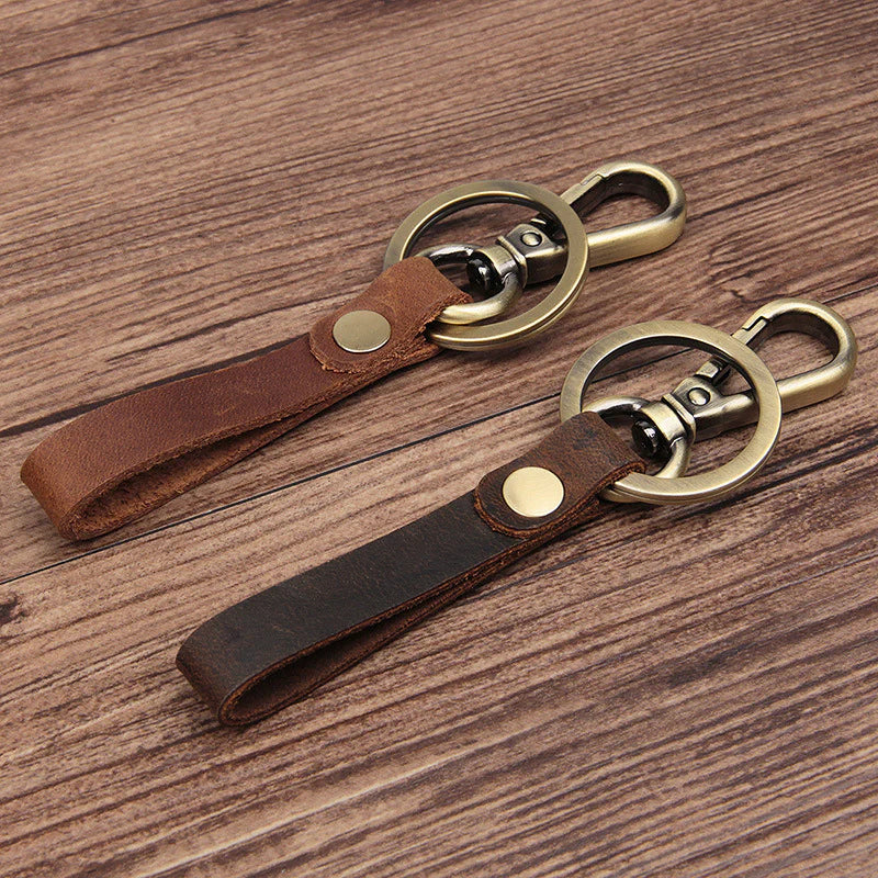 Full‑Grain Leather Keychain – Classic Loop