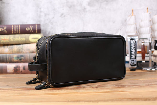 Full Grain Leather Toiletry Bag – Waterproof Dopp Kit