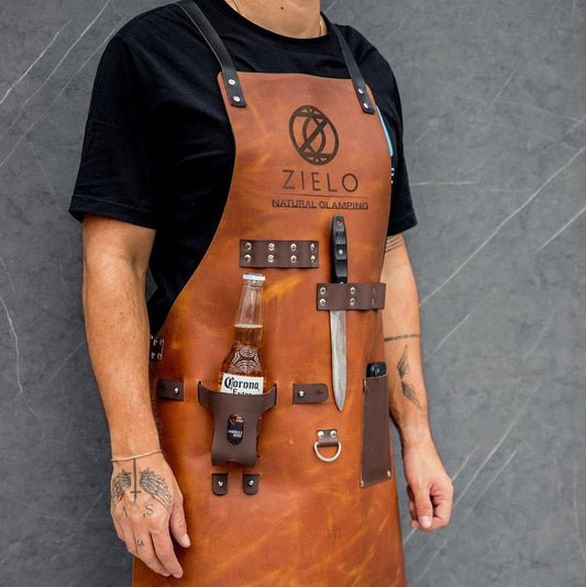 Leather BBQ Apron (Engravable)