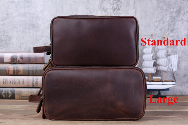Full Grain Leather Toiletry Bag – Waterproof Dopp Kit