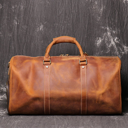 Full Grain Leather Duffel Bag with Shoe Compartment