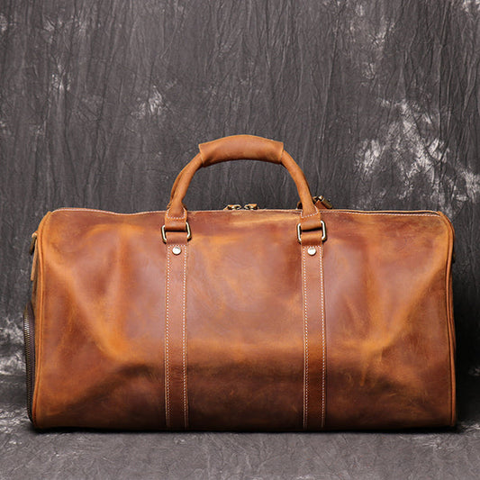 Full Grain Leather Duffel Bag with Shoe Compartment
