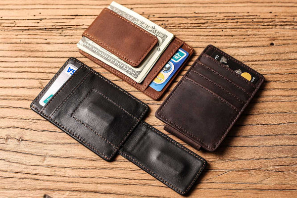 Personalized Leather Money Clip | Custom Engraved | Slim RFID Wallet