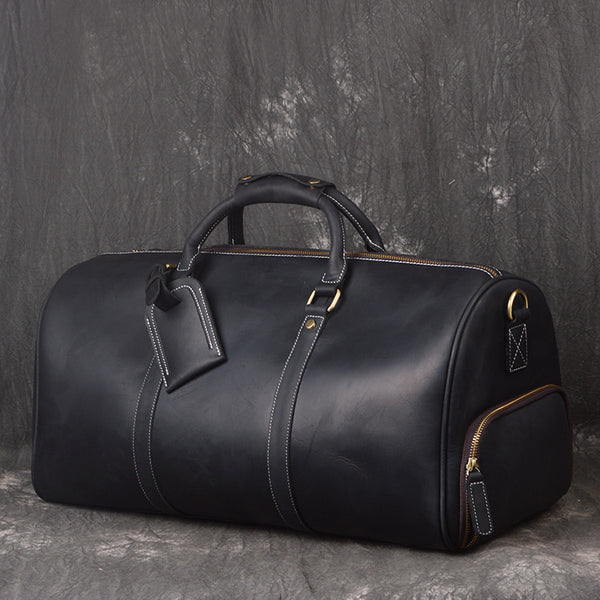 Full Grain Leather Duffel Bag with Shoe Compartment