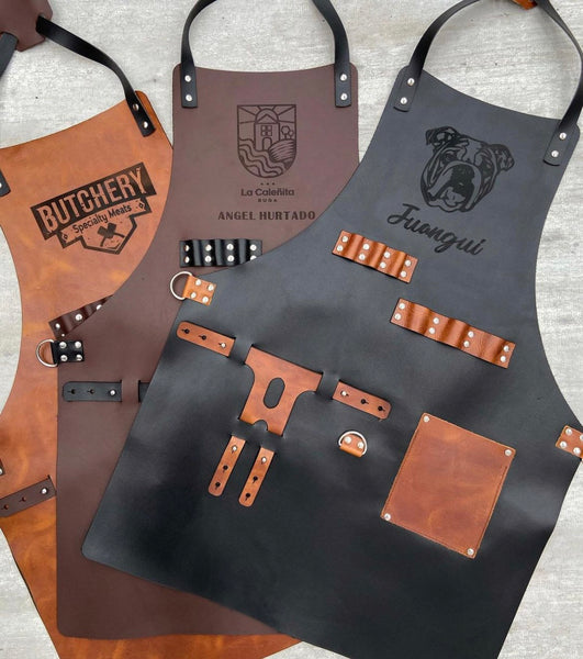 Leather BBQ Apron (Engravable)