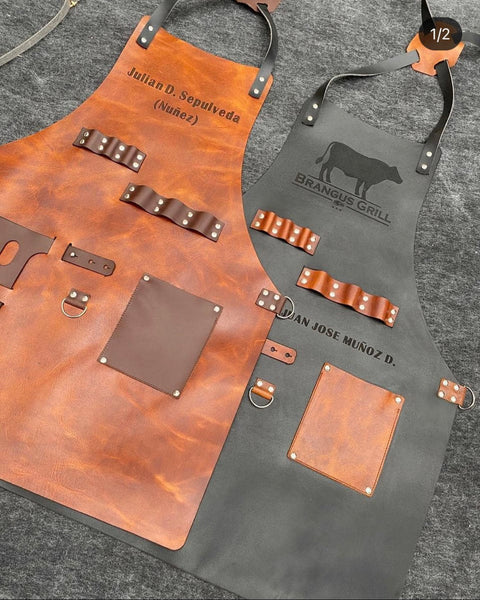 Leather BBQ Apron (Engravable)