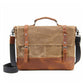 Waxed Canvas Messenger Bag with Leather Trim
