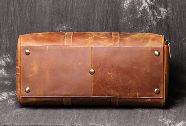 Full Grain Leather Duffel Bag with Shoe Compartment